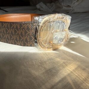 Michael Kors Brown Belt with Gold Buckle